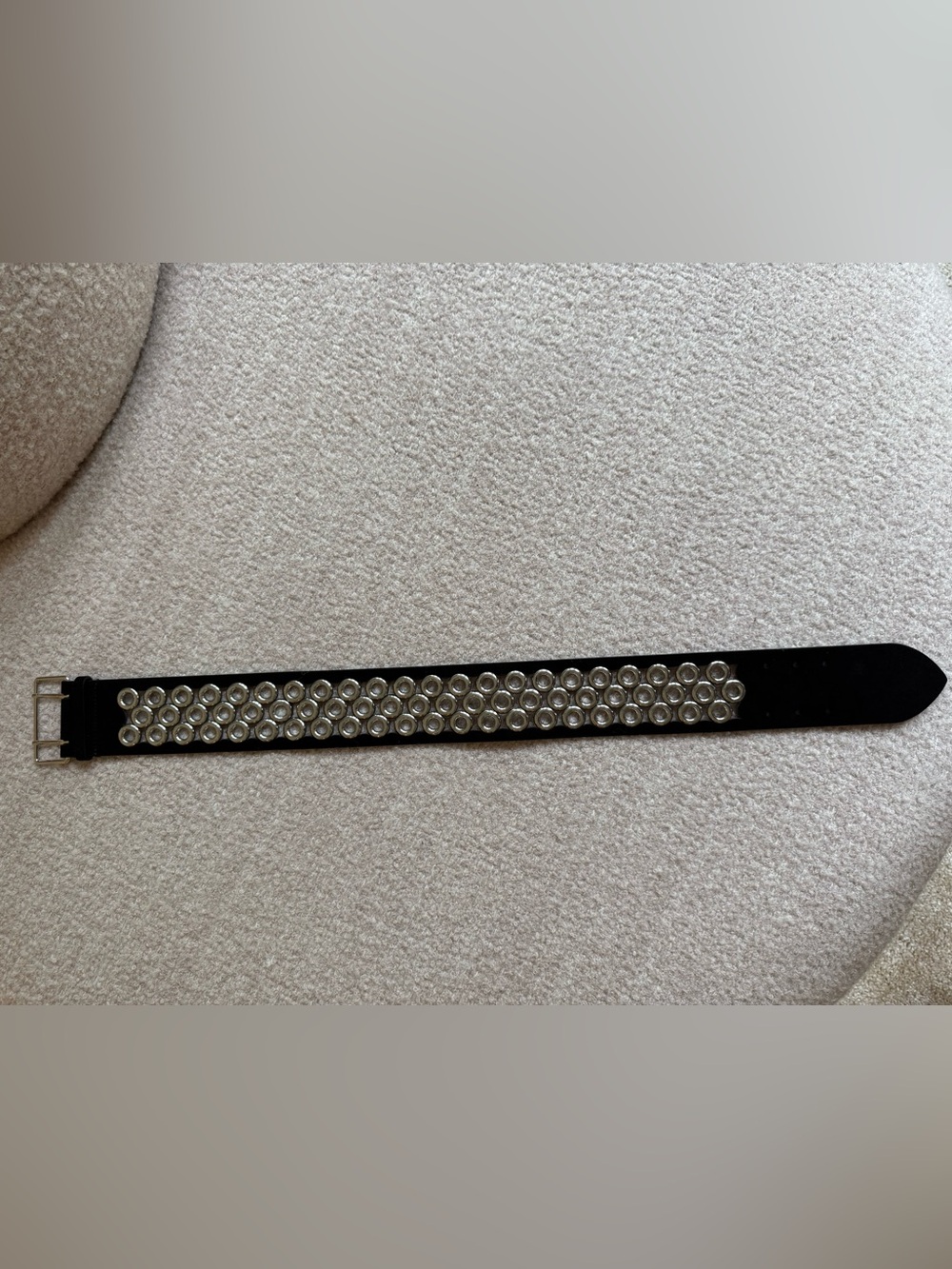Alaïa Black Belt with Silver Stud Row
